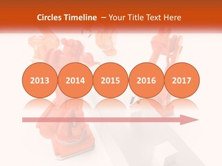 A Group Of Orange Robots On A White Surface PowerPoint Template