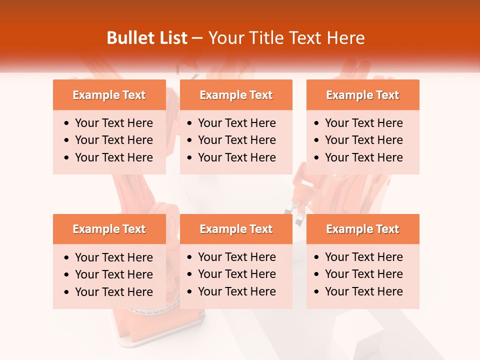 A Group Of Orange Robots On A White Surface PowerPoint Template