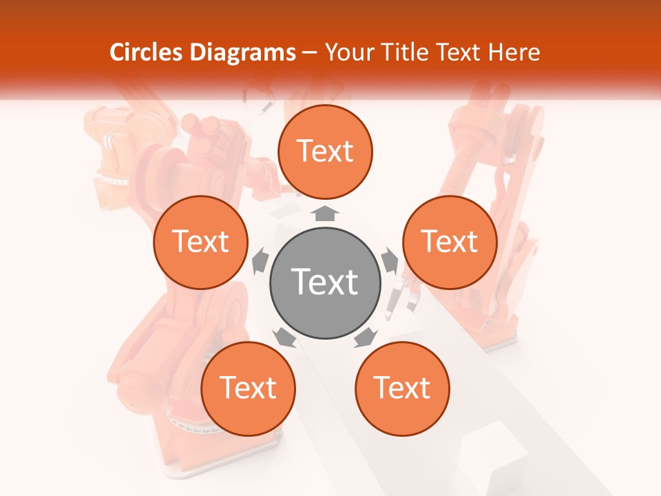 A Group Of Orange Robots On A White Surface PowerPoint Template