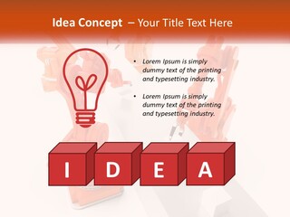 A Group Of Orange Robots On A White Surface PowerPoint Template