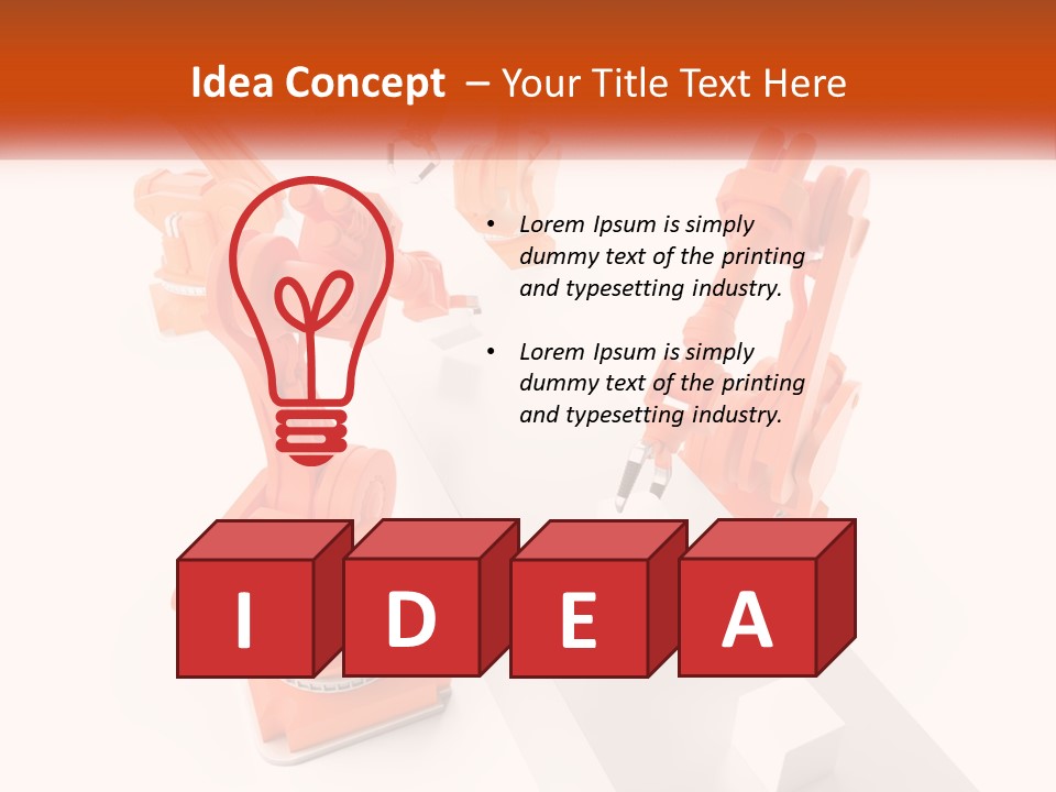 A Group Of Orange Robots On A White Surface PowerPoint Template