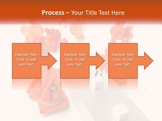 A Group Of Orange Robots On A White Surface PowerPoint Template