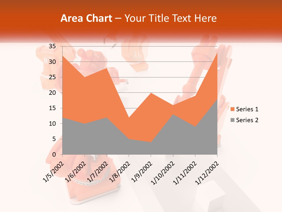 A Group Of Orange Robots On A White Surface PowerPoint Template