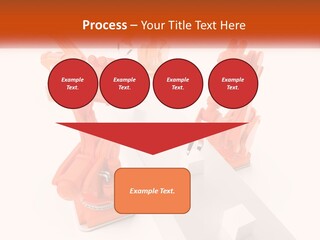 A Group Of Orange Robots On A White Surface PowerPoint Template