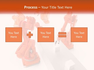 A Group Of Orange Robots On A White Surface PowerPoint Template