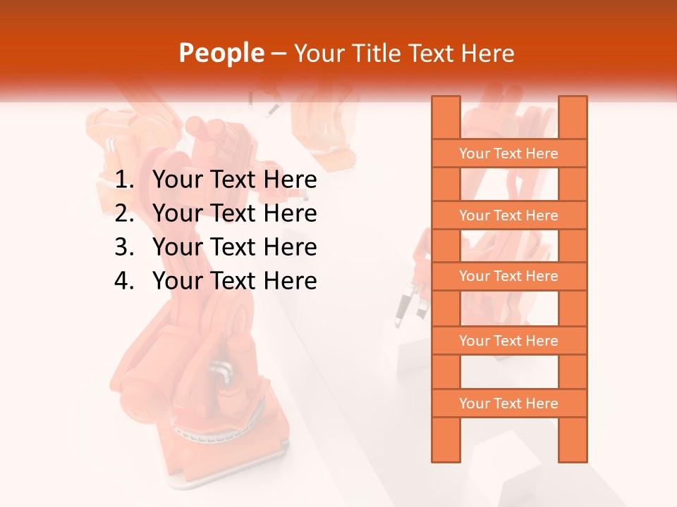 A Group Of Orange Robots On A White Surface PowerPoint Template