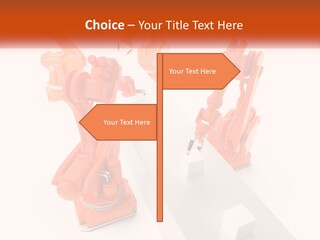 A Group Of Orange Robots On A White Surface PowerPoint Template