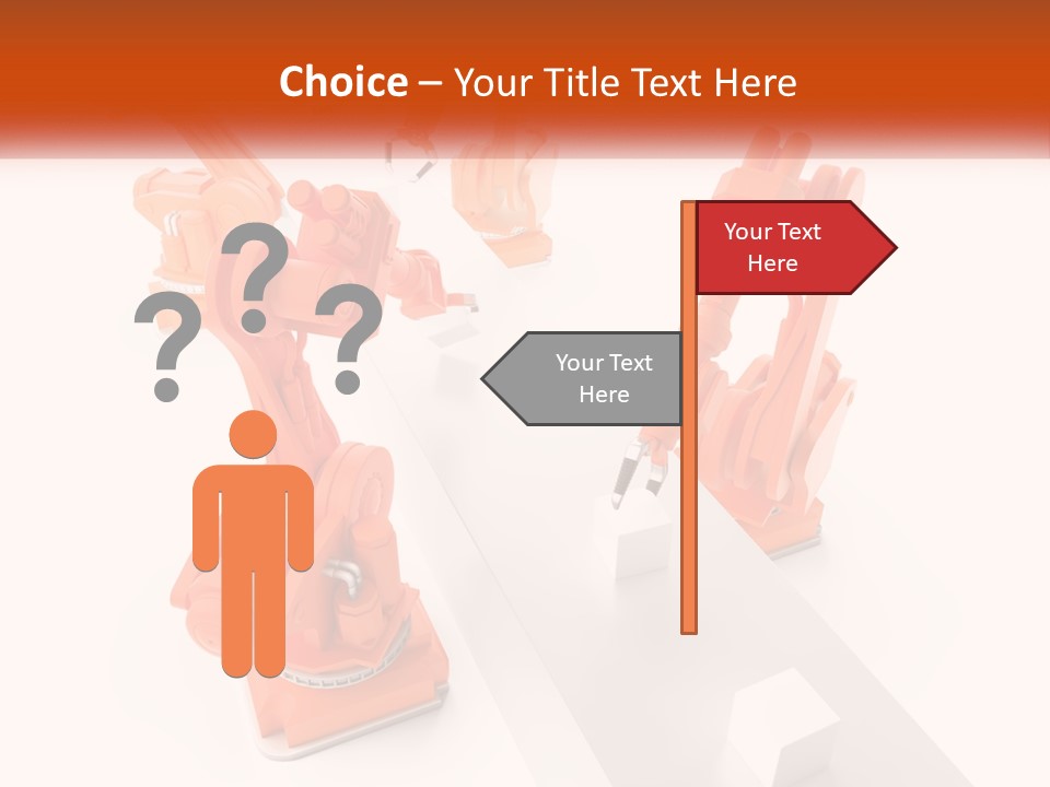 A Group Of Orange Robots On A White Surface PowerPoint Template