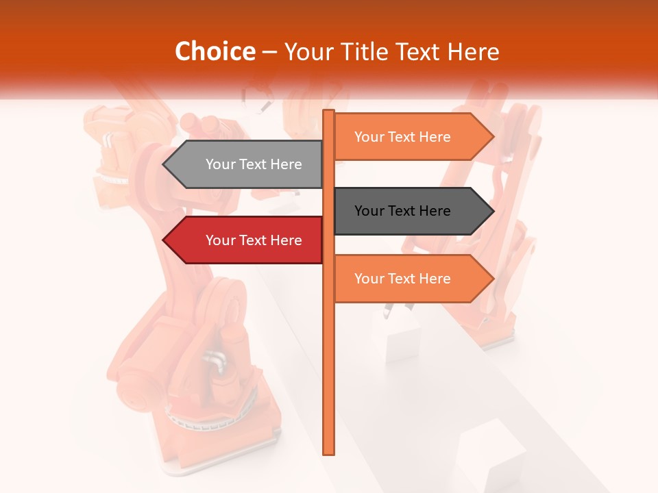 A Group Of Orange Robots On A White Surface PowerPoint Template