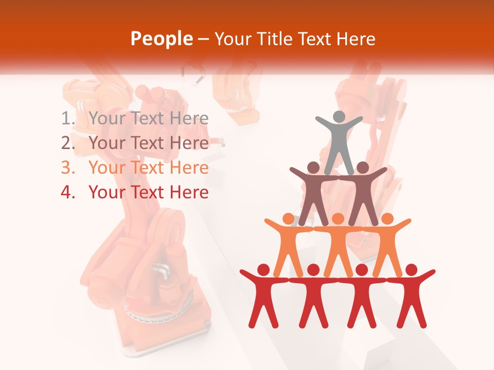 A Group Of Orange Robots On A White Surface PowerPoint Template