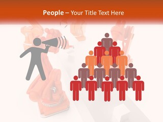 A Group Of Orange Robots On A White Surface PowerPoint Template