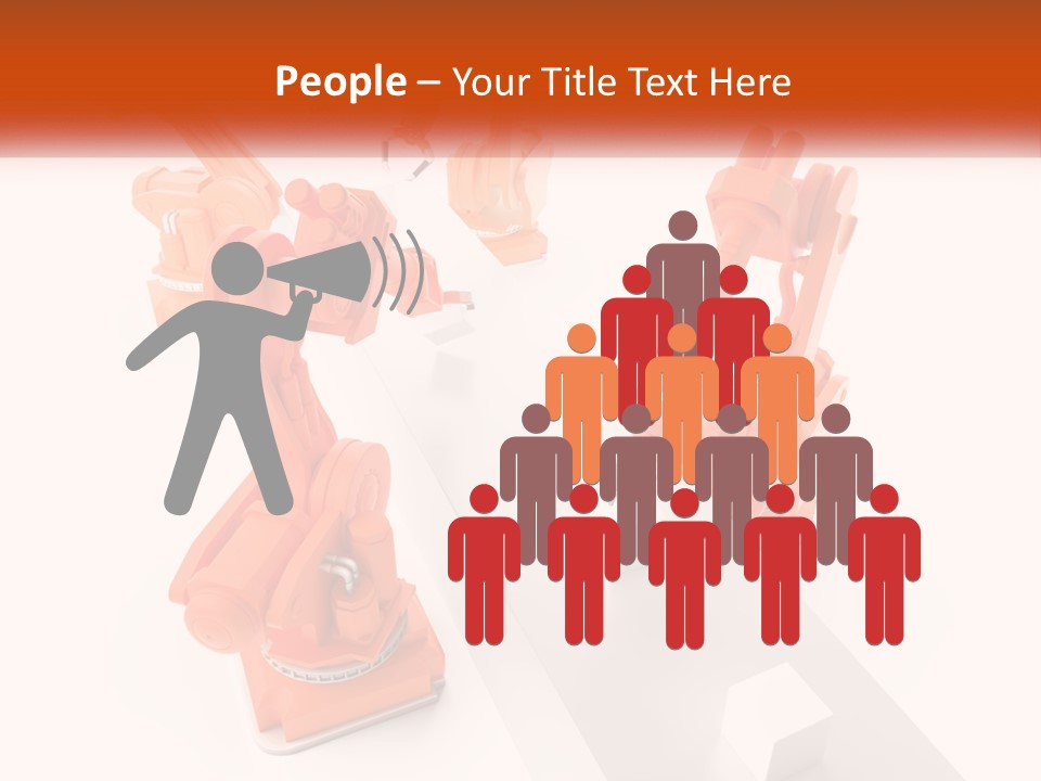A Group Of Orange Robots On A White Surface PowerPoint Template