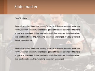 Two Men Looking At A Clipboard In Front Of A Car PowerPoint Template