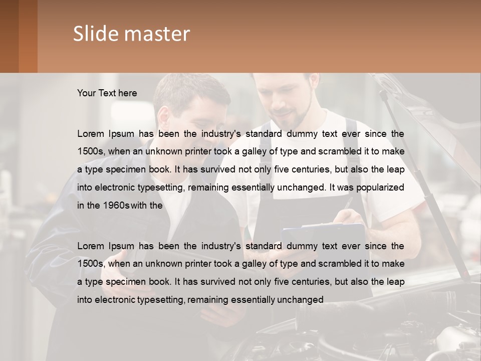 Two Men Looking At A Clipboard In Front Of A Car PowerPoint Template