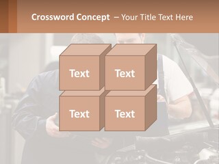 Two Men Looking At A Clipboard In Front Of A Car PowerPoint Template