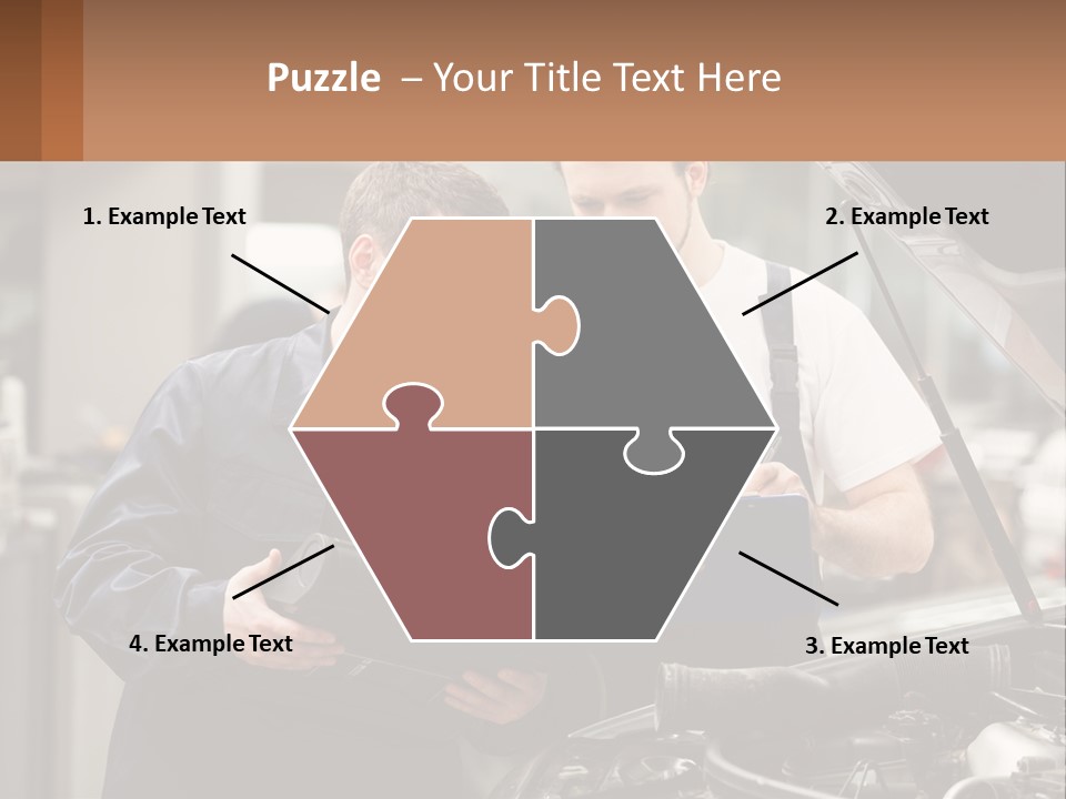 Two Men Looking At A Clipboard In Front Of A Car PowerPoint Template