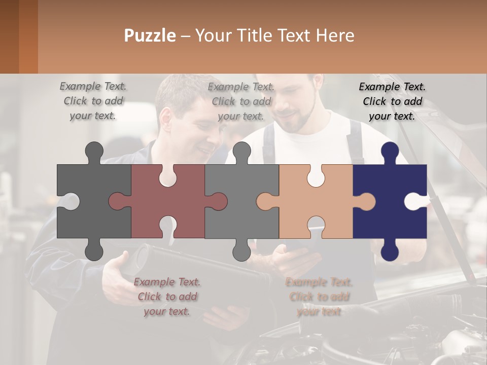 Two Men Looking At A Clipboard In Front Of A Car PowerPoint Template