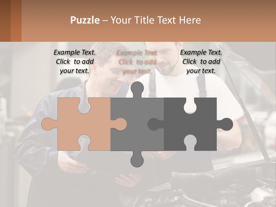 Two Men Looking At A Clipboard In Front Of A Car PowerPoint Template