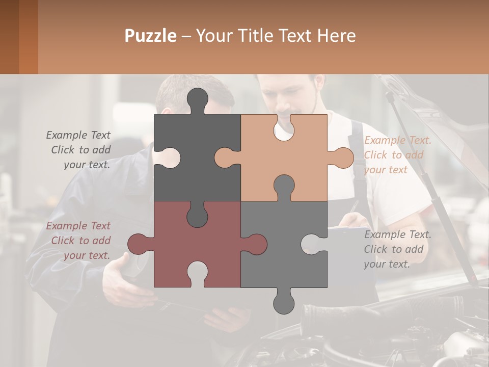 Two Men Looking At A Clipboard In Front Of A Car PowerPoint Template