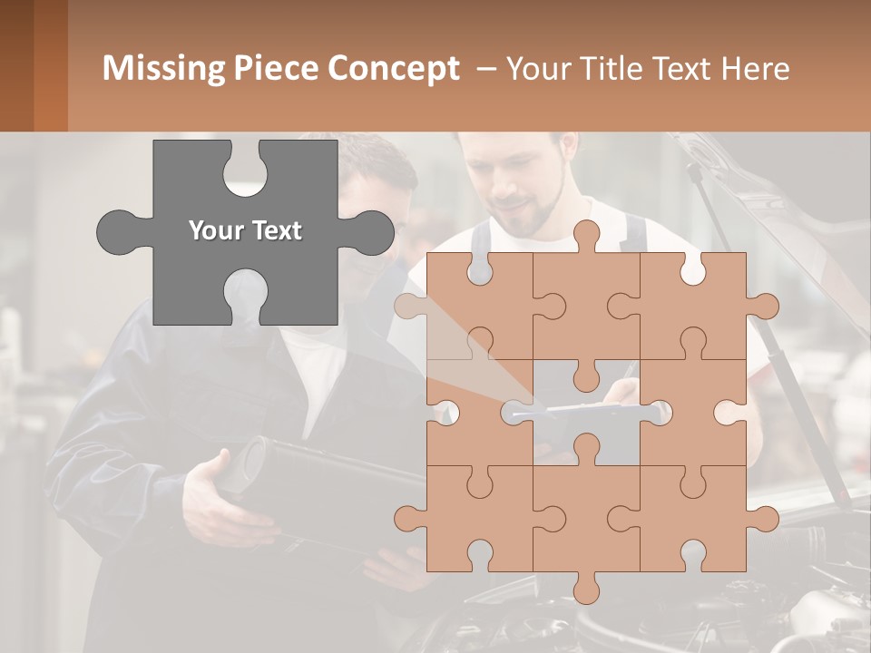 Two Men Looking At A Clipboard In Front Of A Car PowerPoint Template