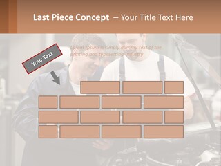 Two Men Looking At A Clipboard In Front Of A Car PowerPoint Template