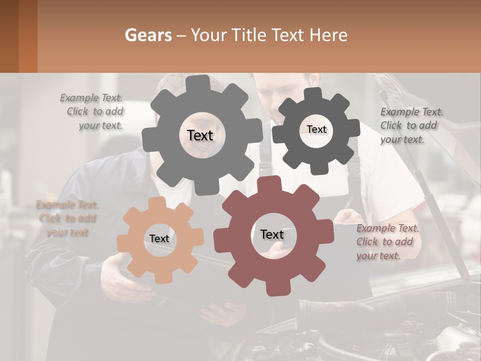 Two Men Looking At A Clipboard In Front Of A Car PowerPoint Template