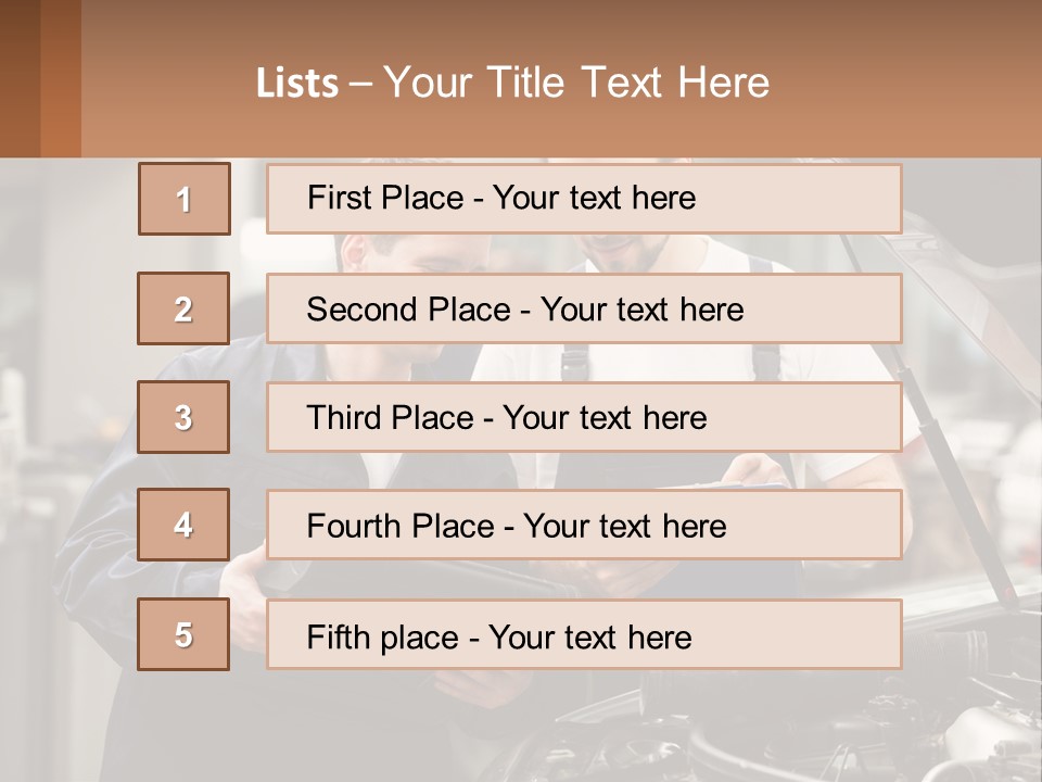 Two Men Looking At A Clipboard In Front Of A Car PowerPoint Template