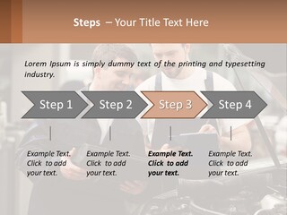 Two Men Looking At A Clipboard In Front Of A Car PowerPoint Template