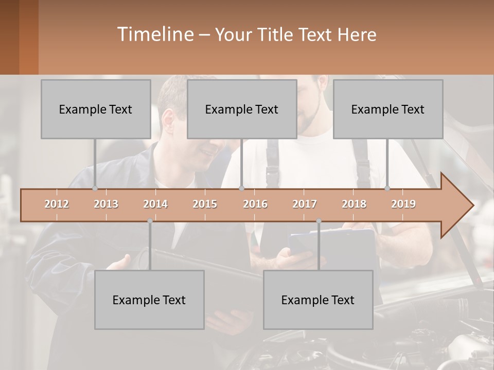 Two Men Looking At A Clipboard In Front Of A Car PowerPoint Template
