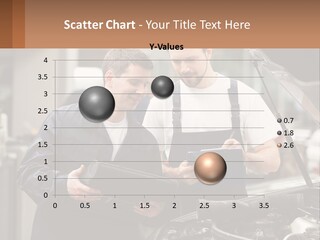Two Men Looking At A Clipboard In Front Of A Car PowerPoint Template