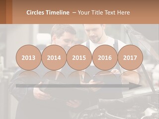 Two Men Looking At A Clipboard In Front Of A Car PowerPoint Template