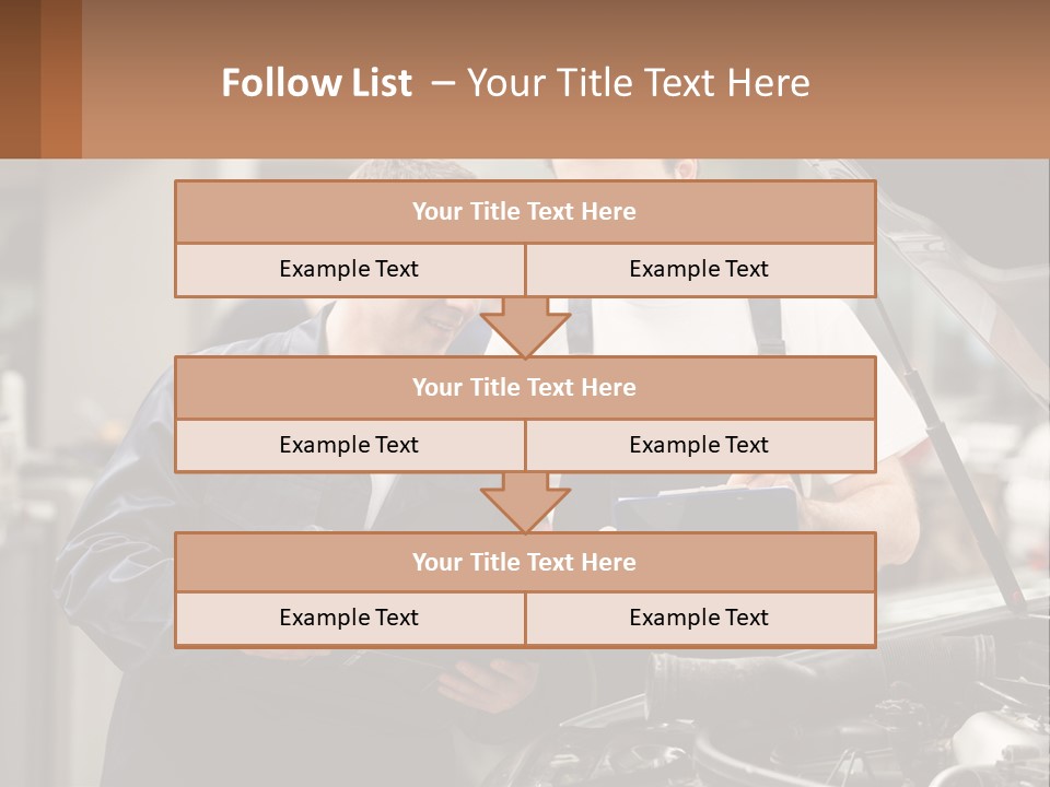 Two Men Looking At A Clipboard In Front Of A Car PowerPoint Template