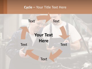 Two Men Looking At A Clipboard In Front Of A Car PowerPoint Template
