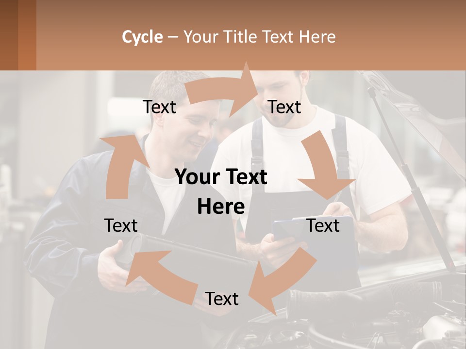 Two Men Looking At A Clipboard In Front Of A Car PowerPoint Template