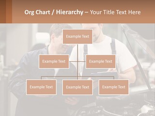Two Men Looking At A Clipboard In Front Of A Car PowerPoint Template