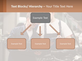 Two Men Looking At A Clipboard In Front Of A Car PowerPoint Template