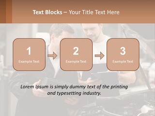 Two Men Looking At A Clipboard In Front Of A Car PowerPoint Template