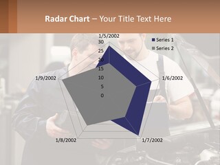 Two Men Looking At A Clipboard In Front Of A Car PowerPoint Template