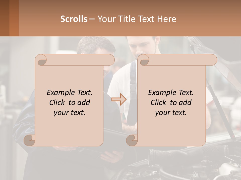 Two Men Looking At A Clipboard In Front Of A Car PowerPoint Template
