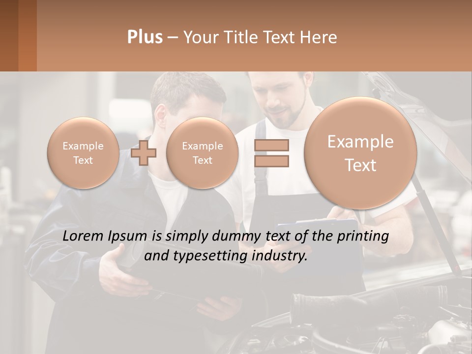 Two Men Looking At A Clipboard In Front Of A Car PowerPoint Template