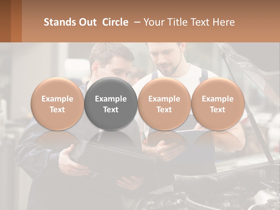 Two Men Looking At A Clipboard In Front Of A Car PowerPoint Template