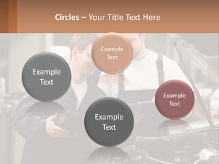 Two Men Looking At A Clipboard In Front Of A Car PowerPoint Template