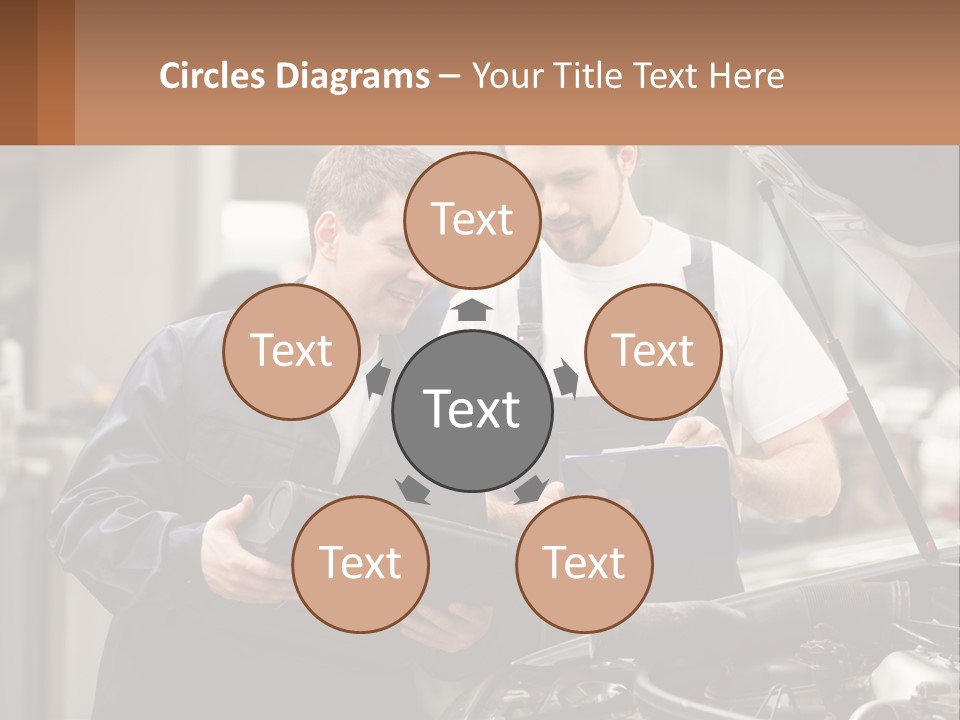 Two Men Looking At A Clipboard In Front Of A Car PowerPoint Template