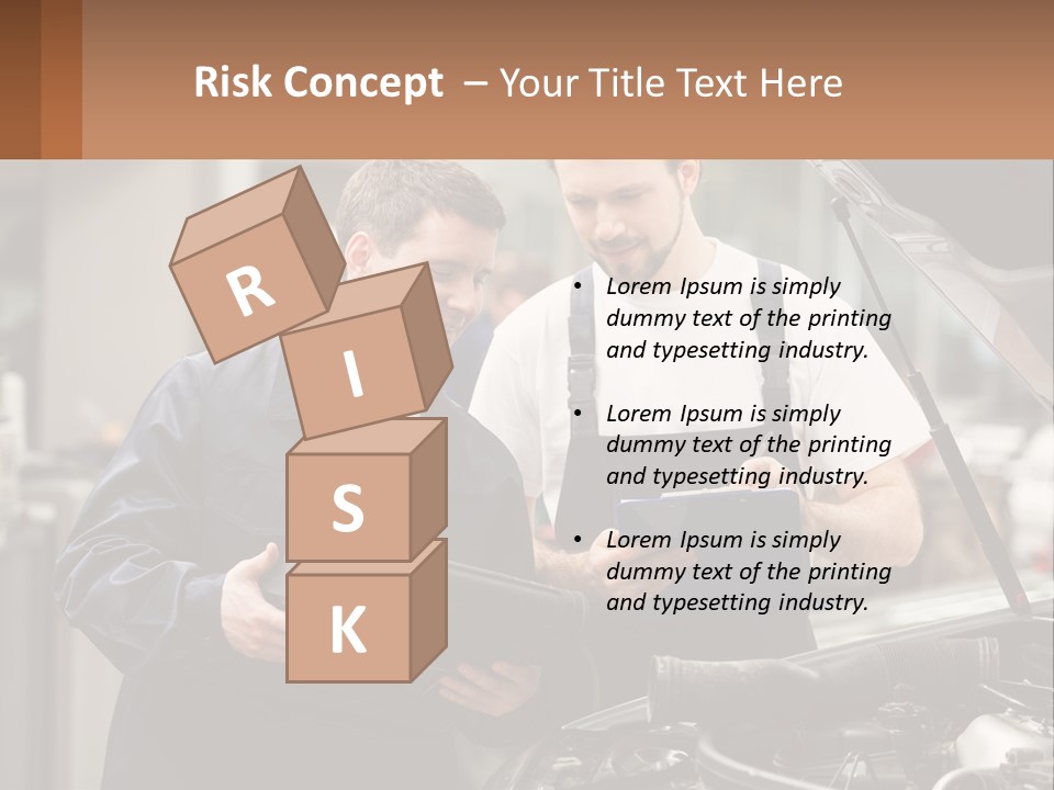 Two Men Looking At A Clipboard In Front Of A Car PowerPoint Template