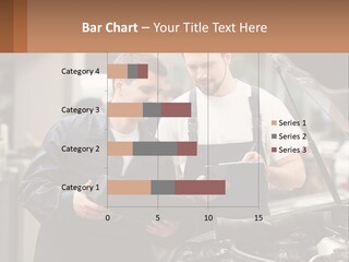 Two Men Looking At A Clipboard In Front Of A Car PowerPoint Template