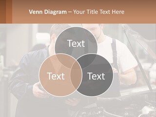 Two Men Looking At A Clipboard In Front Of A Car PowerPoint Template