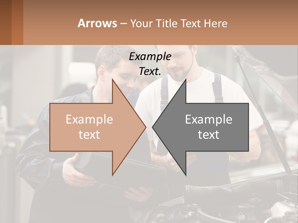 Two Men Looking At A Clipboard In Front Of A Car PowerPoint Template
