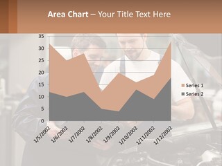 Two Men Looking At A Clipboard In Front Of A Car PowerPoint Template