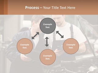 Two Men Looking At A Clipboard In Front Of A Car PowerPoint Template