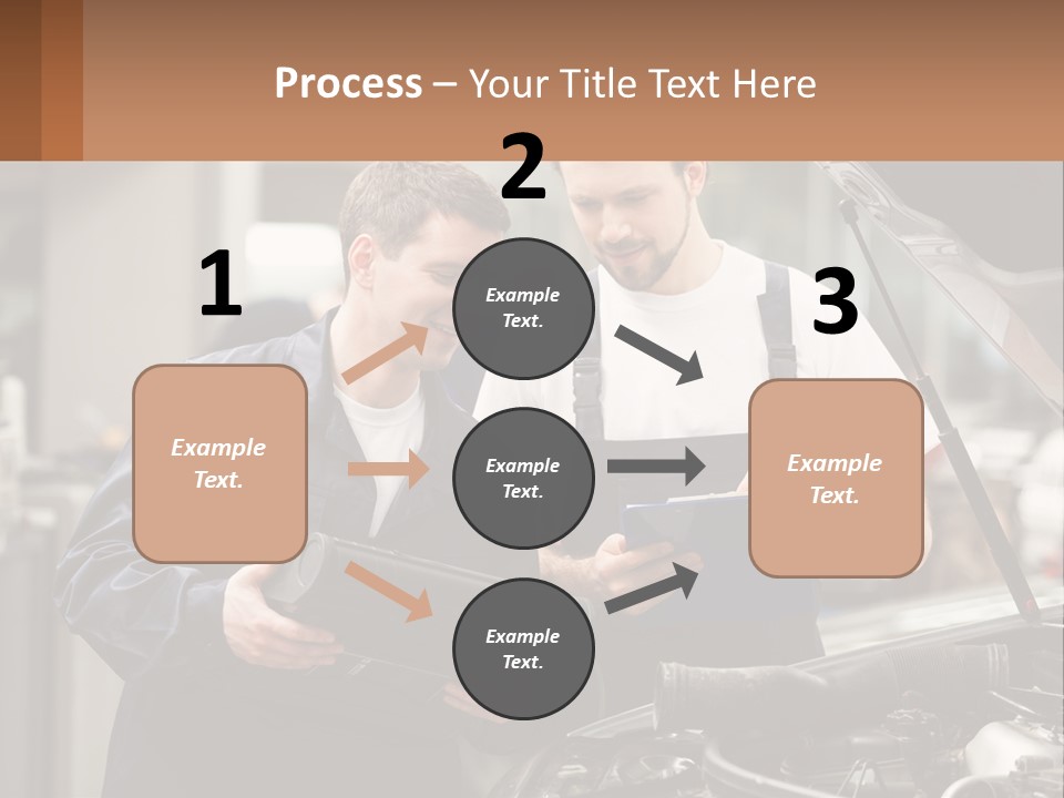 Two Men Looking At A Clipboard In Front Of A Car PowerPoint Template